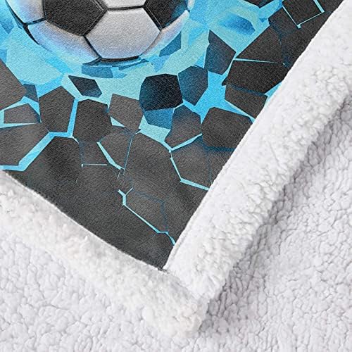 Football Fleece Throw Blanket 3D Printed Soccer Ball Plush Blanket Soft Warm Microfiber Bedding for Bed Sofa Couch 150x200cm