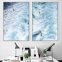 2 Piece Framed Canvas Wall Art Coastal Beach Canvas Prints Home Artwork Decoration for Living Room,Bedroom - 16