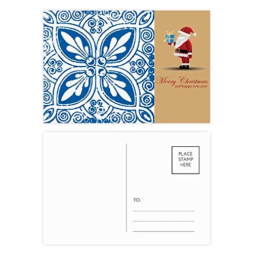 Cartes postales fleur de père Noël Talavera bleu pour correspondance de Noël élégante