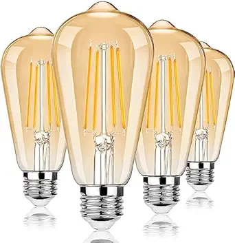 ZOREZA Dimmable Vintage LED Edison Bulbs 6W, Equivalent 60W, Amber Warm 2300K, 700 Lumens, Antique Style ST58 LED Filament Bulbs, E26 Base. (Pack Of 2)