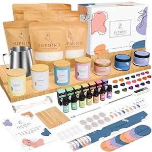 SUPMIND Candle Making Kit for Adults Beginners, DIY Candle Making Supplies for Adults Including Soy Wax, 7oz Jars & Tins, 7 Pleasant Scents, Color Dyes & More-kit para hacer velas