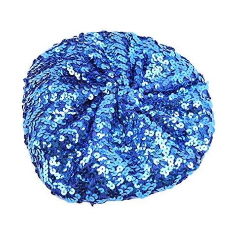 Sevenfly Women's Fashion Fun Sparkle Sequins Shimmer Stretch Beret Beanie Hat(Blue) Cover