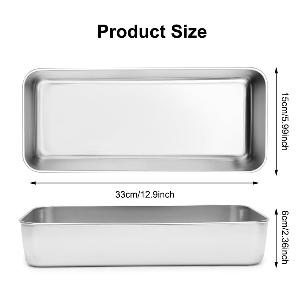 FARYODI Stampo per pane in acciaio inox, 33 cm, rettangolare, per torte, pane e toast, sano e atossico, lavabile in lavastoviglie