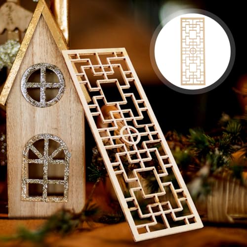 VOSAREA 4pcs Miniature Dollhouse Furniture Mini Dollhouse Screen Model Tiny Wood Room Divider Chinese Style Decorative Screen Model for Micro Landscapes