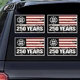 4PCS 250 Anniversary USA Stickers, 1776-2026 Commemorative Patriotic Flag Decal, USA Independence Day Car Stickers for Cars Trucks, SUVs, Windows, Laptops, Toolboxes