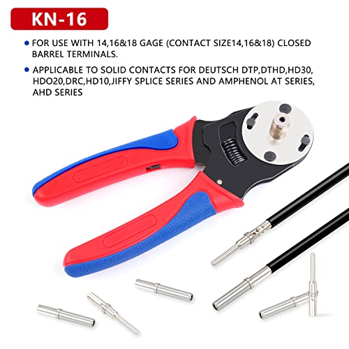 Deutsch Crimper,Knoweasy 4 Way Indent, 8 Impression Closed Barrel Crimper with Deutsch Crimp Tool for Deutsch Contacts - Gage 14, 16, 18 - Perfect for Automotive Application - Thumbnail 3