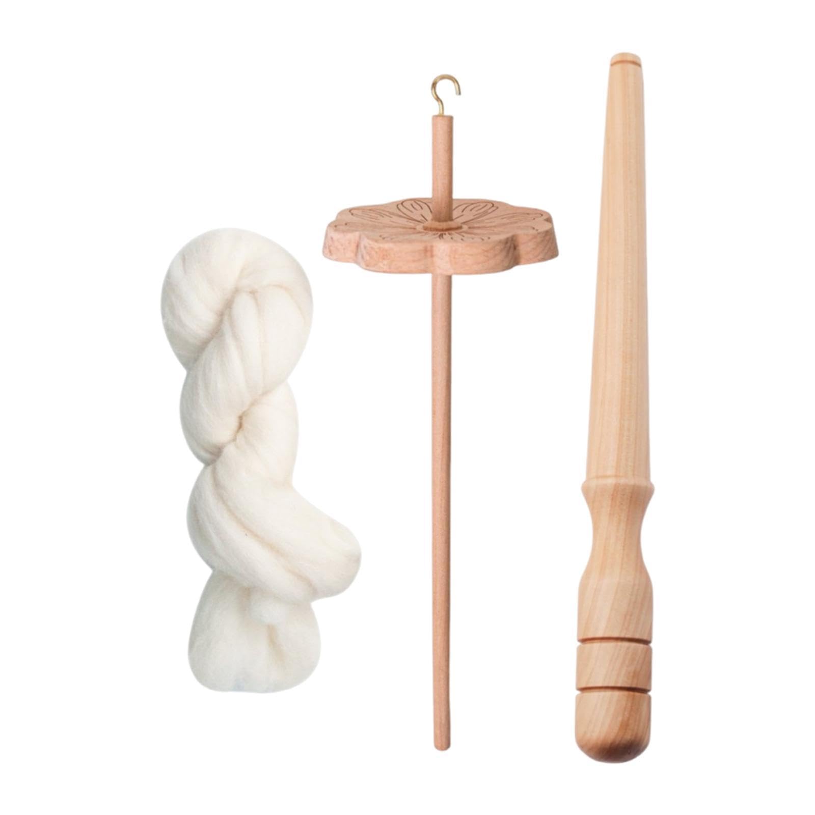MERISHOPP Flower Shape Drop Spindle with Winder Stick Wooden for Woven Knitted Felting with Wool Strips|Crafts|Needlecrafts & Yarn|Spinning & Felting|Spinning|Spindles-picture-14