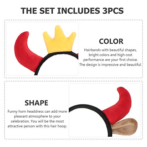 KESYOO 3 Peças de Tiara de Chie DDiab2021 Ans de Arde Cabelde Bi Bandas de Cabelde Chie de Pelúcia C