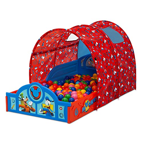 Image of Disney Mickey Mouse Sleep and Play Toddler Bed with Tent by Delta Children, Blue /Red