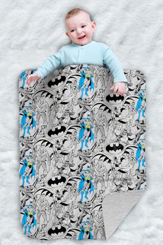 Image of Batman Heroes and Villains Pattern Sherpa Baby Blanket, Warm Soft Cozy, Unisex for Infants Girls & Boys 30"X40"