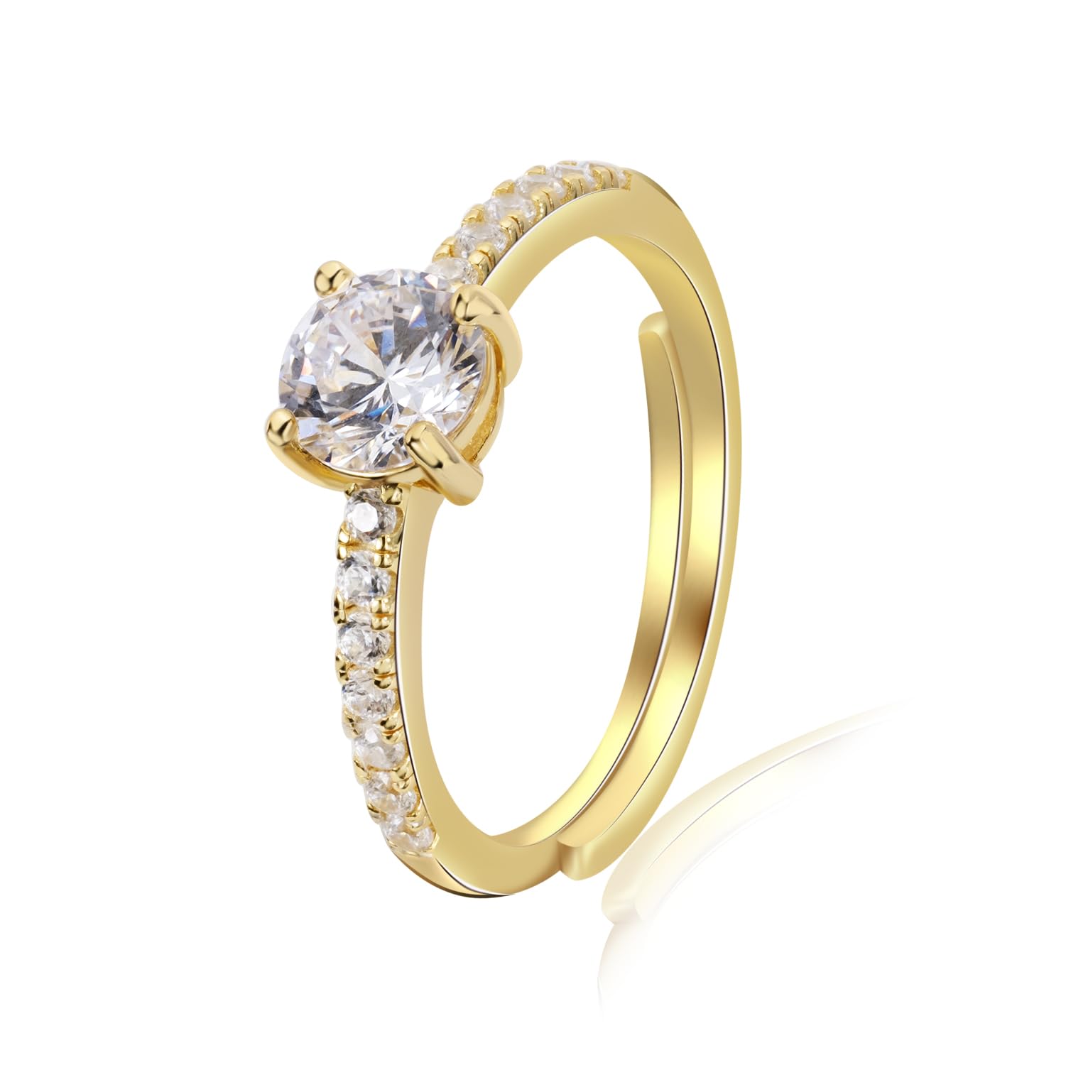 MISS JO 92.5 Sterling Silver Radiant Cut Solitaire Ring, Adjustable Pave Engagement Ring, Elegant Whites Collection, Gift for Women, BIS Hallmarked -Gold Polish-Adjustable (B0CQ4M8N47) Amazon Price History, Amazon Price Tracker
