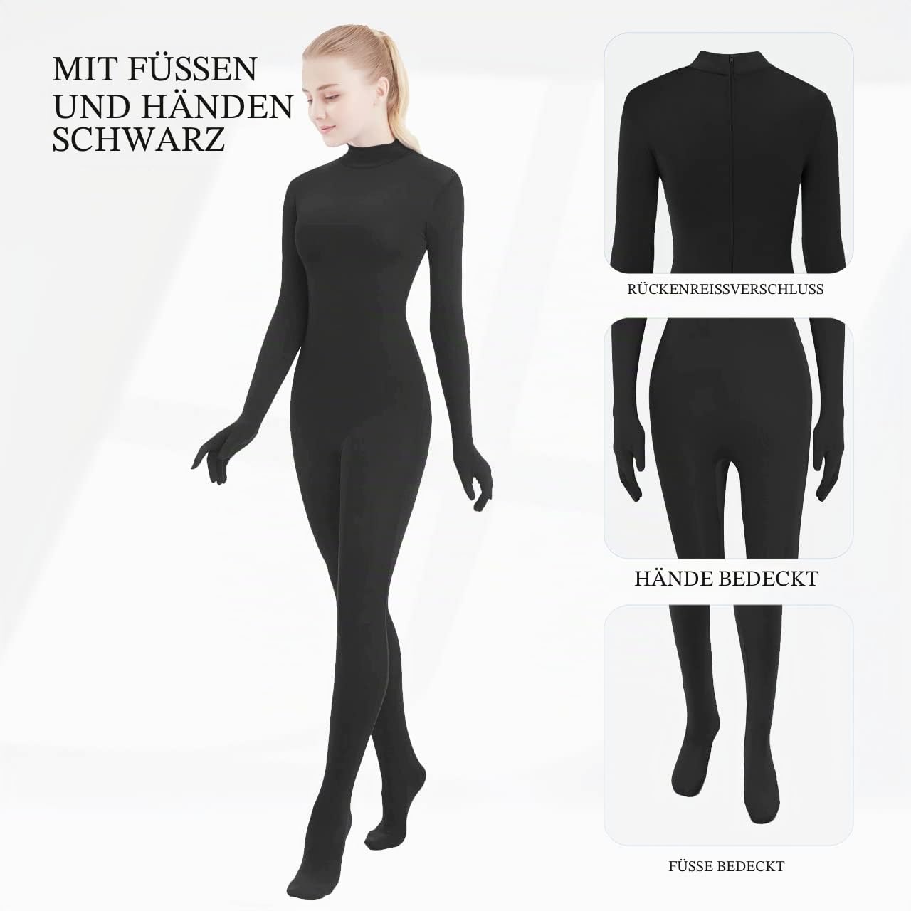 SUPRNOWA Damen Turtleneck Full Body Unitard Bodycon Einteiler Langarm Rollkragen Tanzen Yoga Gymnastik Kostüm