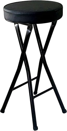 Home Taburete plegable, taburete de bar plegable de alta resistencia, taburete redondo acolchado plegable con capacidad de 300 libras (color: negro,