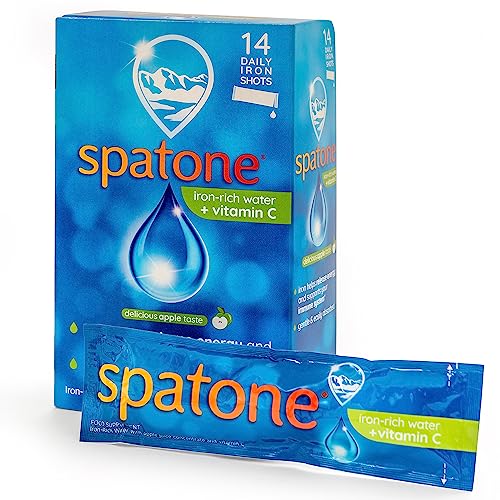 Spatone Natural Iron Supplement + Vitamin C (14 Sachets) Daily Convenient Liquid Iron Sachets Nothing Artificial Better Absorption than Tablets Less Side Effects Apple Flavour