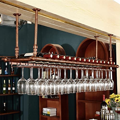 Porte-verre à vin suspendu avec hauteur réglable et finition vintage en métal