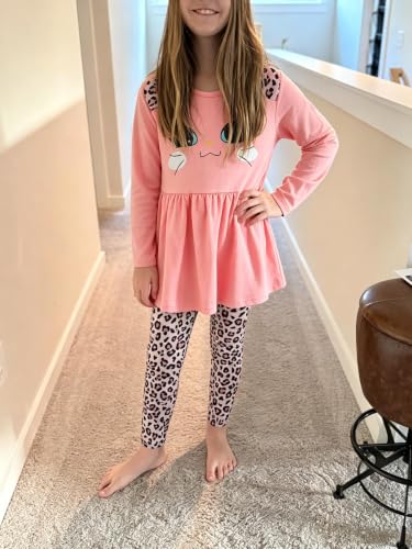 Image of Girls Fall Winter Outfits Cartoon Animal Long Sleeve Crewneck Sweatshirt Top+Sweatpant 2 Piece Clothing Set 3-9T