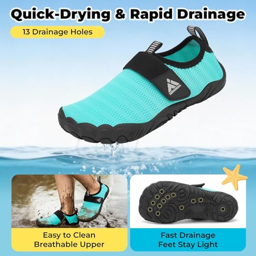 Image of Mishansha Kids Water Shoes Quick-Dry Wide Toe Box Non-Slip Barefoot Shoes Beach Pool Swim Shoes