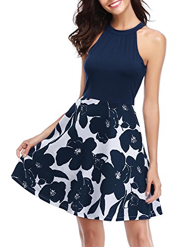 MSBASIC Women's Graduation Dress Patchwork Sleeveless Holiday Cocktail Dress 17143-2 S Navy Blue