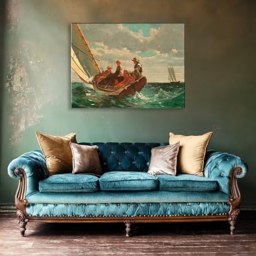 Toile Winslow Homer Breezing Up 80x60 pour une déco salon style bord de mer