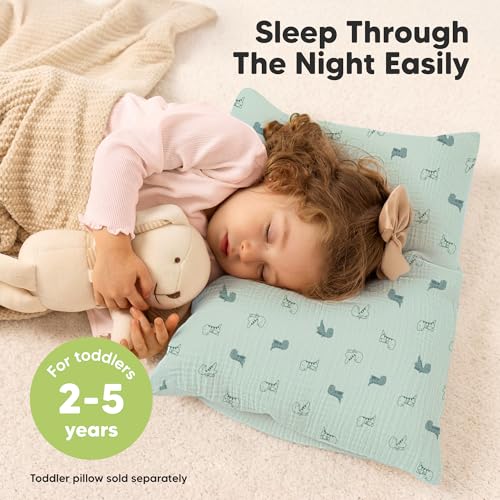Image of KeaBabies Cotton Muslin Toddler Pillowcase 13x18 Only, 2-Pack (Dino Park) | Organic Cotton Muslin Pillow Case for Kids, Girls, Boys, Small Travel Size Cover, Soft,Breathable Toddler Pillow Not Included
