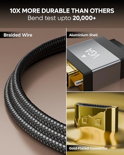 Image of FEDUS Vistara HDMI to VGA Cable Adapter 1 Meter, 1080P 60Hz Gold-Plated Unidirectional Cord Cable (HDMI Male to VGA Male) for Laptop PC Desktop Xbox TV Box to Monitor, Projector, TV, Computer