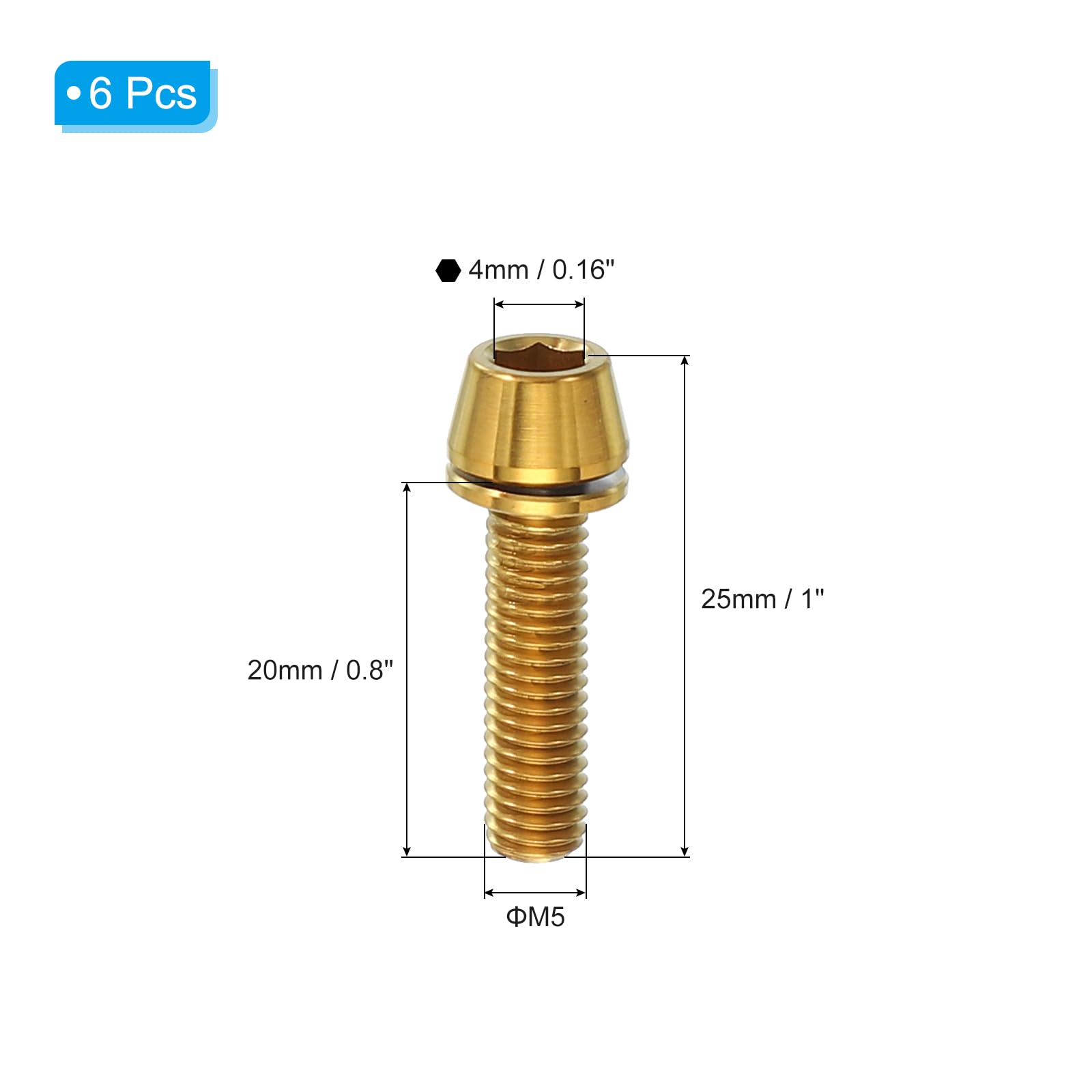 PATIKIL M5x20mm Titanium Bicycle Stem Bolt - Image 2