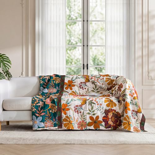 Image of LUTBM Boho Throw Blanket for Bed 60 inchx80 inch, 100% Cotton Cozy Couch Blankets