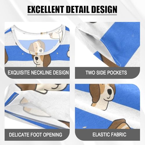 Little Girls 2 Piecing Pajama Set Pj Shorts for Teens Loungewear 8Y Blue White Striped Dog Bone pijama corta para ninos4