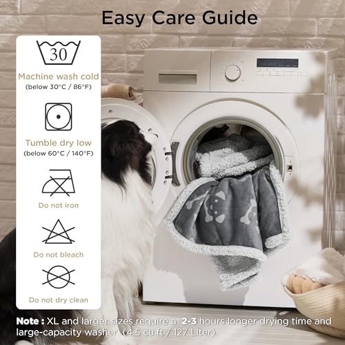 BEDSURE wasserdichte Hundedecke mittelgroße Hunde - 102x76cm Hundedecke waschbar, Decke Hund aus Sherpa Fleece, Katzendecke flauschig und weich, Grau