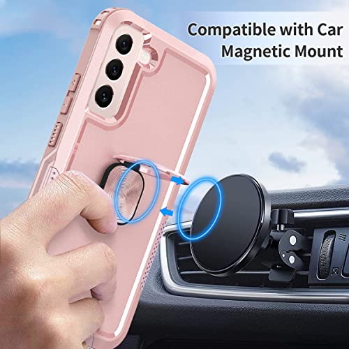 Petocase for Samsung Galaxy S22 Plus Case Heavy Duty Full Body Shockproof Kickstand with 360°Ring Holder Support Car Mount Hybrid Bumper Silicone Hard Back Cover for Samsung S22 Plus 6.7" Rose Gold by Petocase - Used condition - Image 4