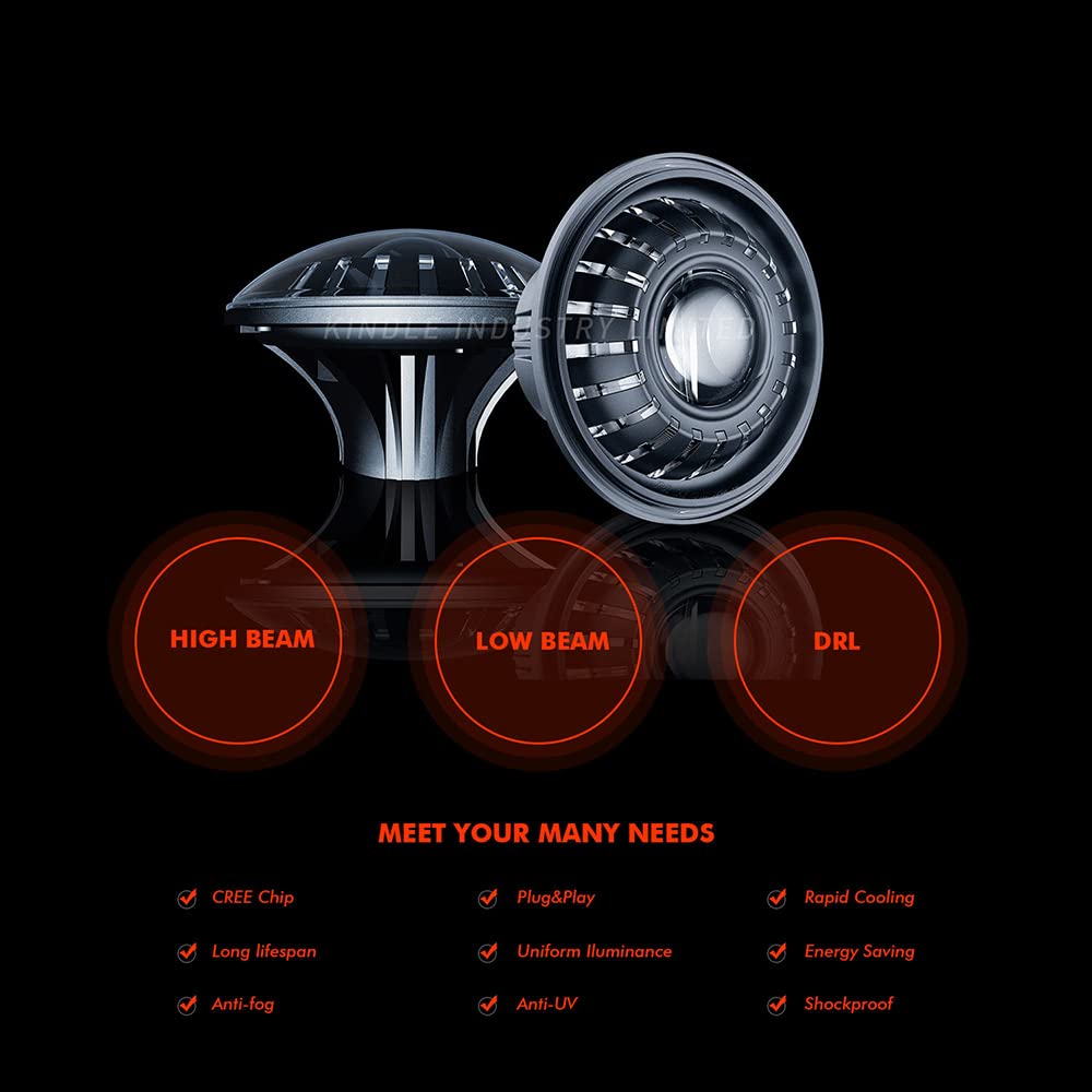 AIVYNA Indicatore di Direzione da 7 Pollici Luce Halo H4 Faro Alto Anabbagliante Controllo App Luce di Marcia Diurna per Jeep Wrangler JK 2 Pezzi