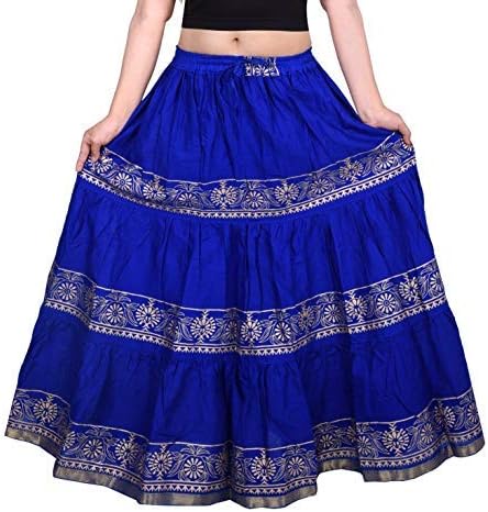 Rajasthani Ethnic Skirt Women Maxi Skirt (Chakari_Blue_Free Size)