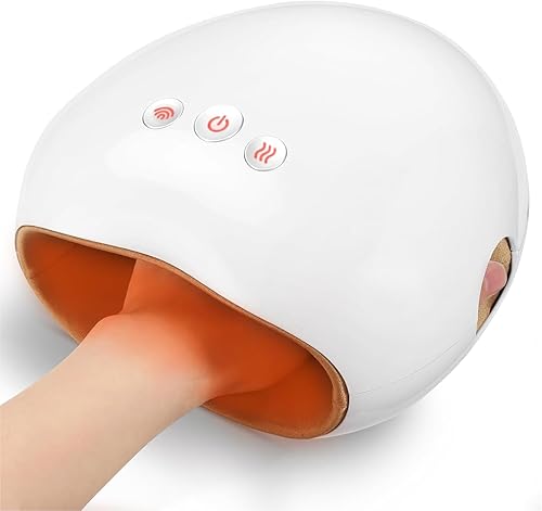 Masajeador de manos portátil con calor y compresión para artritis y dolor de palma, masaje de manos con amasamiento de palma, 3 modos y 3 niveles de