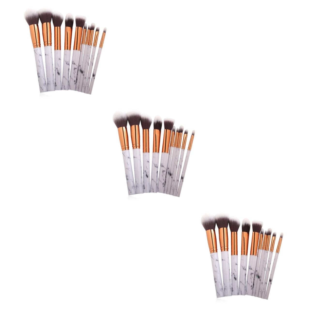 Housoutil Juego de 3 Brochas de Maquillaje de Mármol de Lujo Colección de Pelo Sintético para Base Rubor Cejas Delineador Y (10 Unidades)