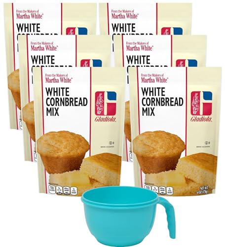 Martha White Gladiola White Cornbread Mix, 6 Ounce (Pack of 6) with Mixing Bowl