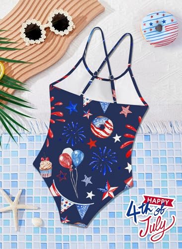 Toddler Girl 4th of July Swimsuit - Kids Patriotic Swimwear American Flag Cute One Piece Bathing Suit Summer Beach2