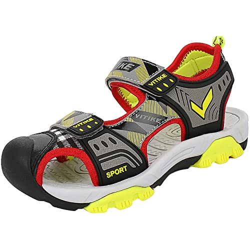 ASHION Sandalias para niño Sandalias Deportivas Zapatillas de Trekking Sandalias de Senderismo Niña Sandalias de vestir(C Rojo,34 EU)