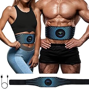YEMIUGO Abs Muscle Trainer Flex Belt for Women Men, Upgrade No Need Replace Pad AB machine Abs Workout Equipment 6 Modes…