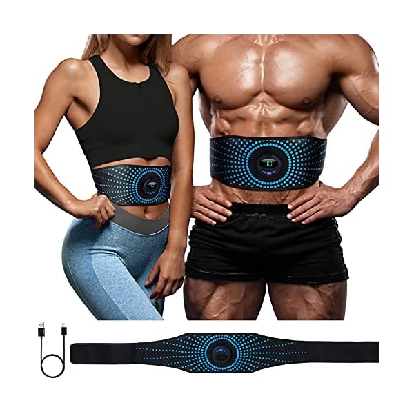 YEMIUGO Abs Muscle Trainer Flex Belt for Women Men, Upgrade No Need Replace Pad AB machine Abs Workout Equipment 6 Modes…