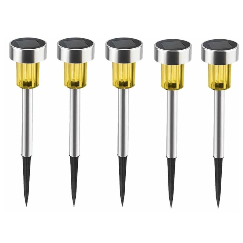 Solar Garden Lights Outdoor - Waterproof Solar Pathway Lights, Stainless Steel LED Solar Powered Landscape Lighting for Path, Yard, Driveway, and Garden Decor (5, Yellow)-image-6
