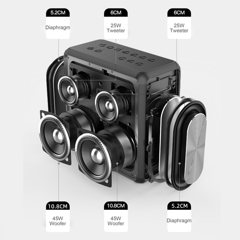 xdobo King Max Bluetooth Karaoke Lautsprecher mit 2 Wireless Mikrofone, 140W RMS, IPX5 Wasserdicht, Tragbarer Party-Lautsprecher, Typ-C, 12+ Stunden Spielzeit