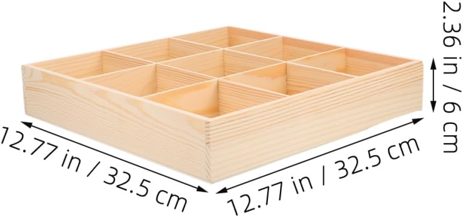Abaodam 2pcs Wooden Compartment Storage Box Drawer Organizer for Socks Underwear Keys Small Items, Closet Divider with 9 Compartments for Clothes and Storage