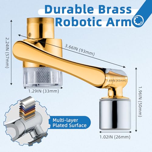 CECEFIN Water-Filter for Sink-Faucet Extender-Aerator - 9pcs Cartridges Reduce Chlorine for Bathroom/Kitchen Skin Face Eye Wash,Brass Faucet Mount Purifier System,1080°Rotating 2-Mode Swivel Aerator