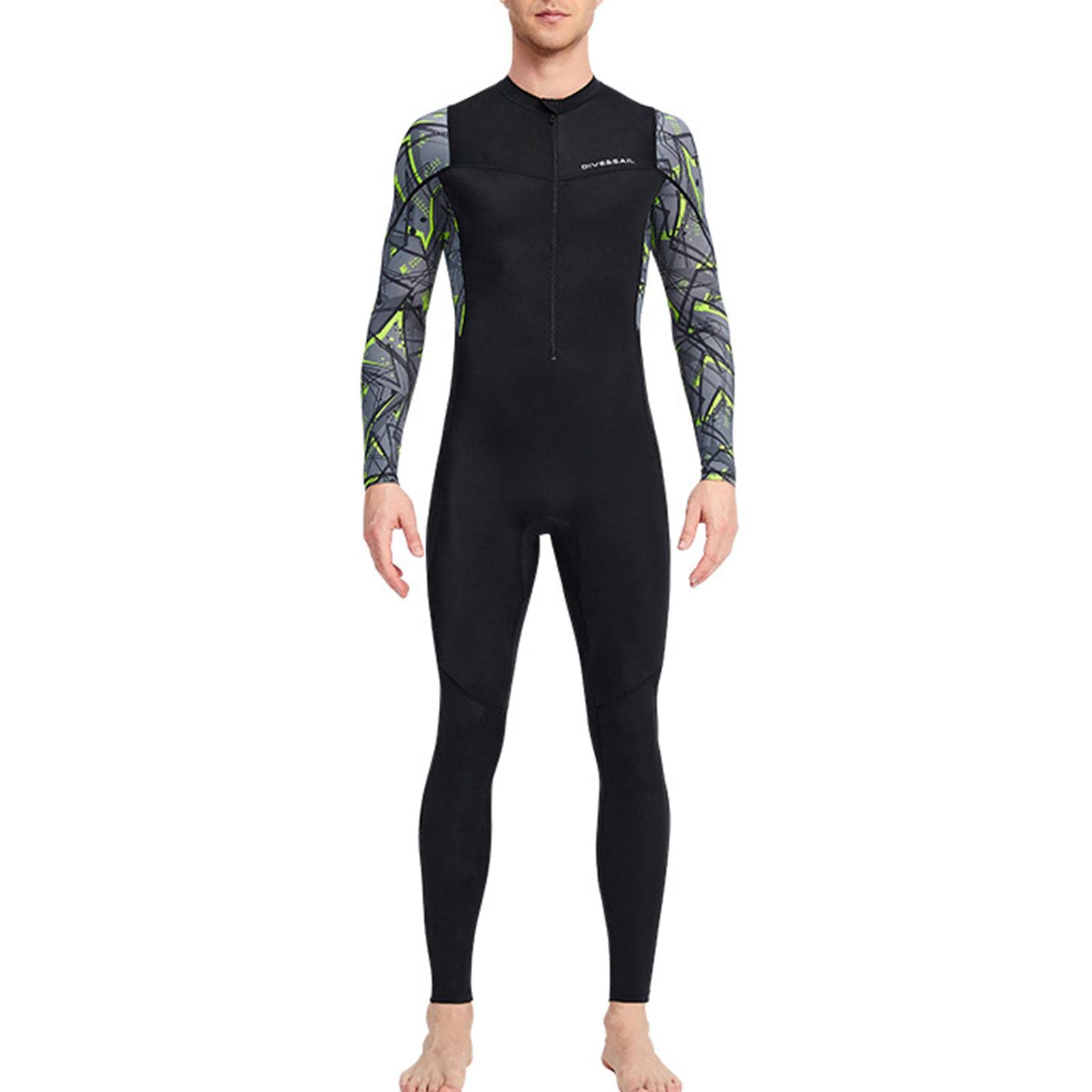Traje de neopreno para hombre, con cremallera frontal, protección contra erupciones, surf, natación, buceo, negro, XL