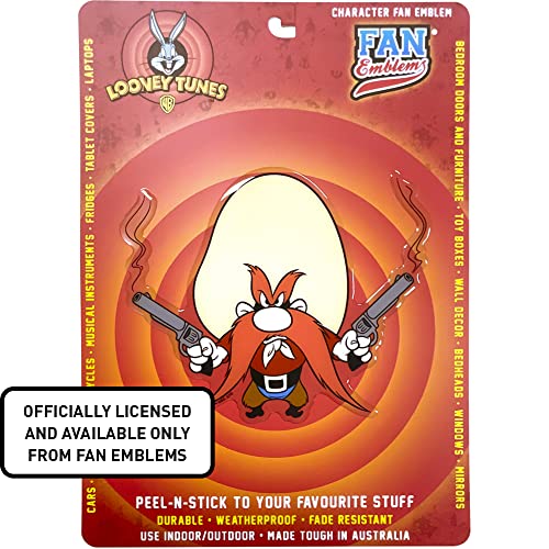 Image of Fan Emblems Yosemite Sam Car Decal, Classic Looney Tunes Character (Automotive Domed, Transparent, 6.02 x 4.92 x 0.10 inches)
