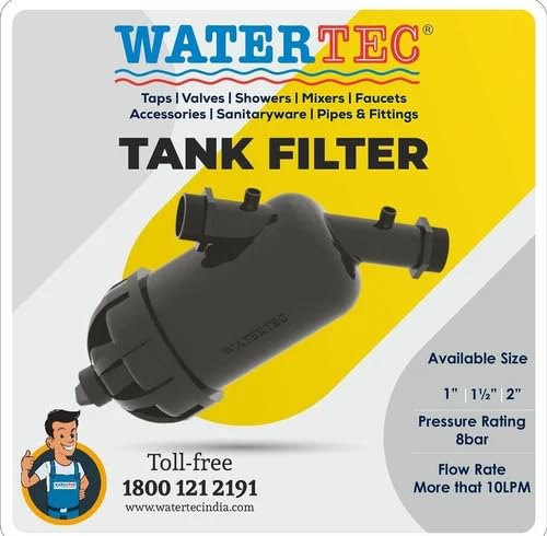 Image of Watertec Water Tank Filter - Heavy Duty Sediment Filter for Overhead Tanks | 25 MM (1 inch) Inlet Sizes | - with 5-Year Warranty