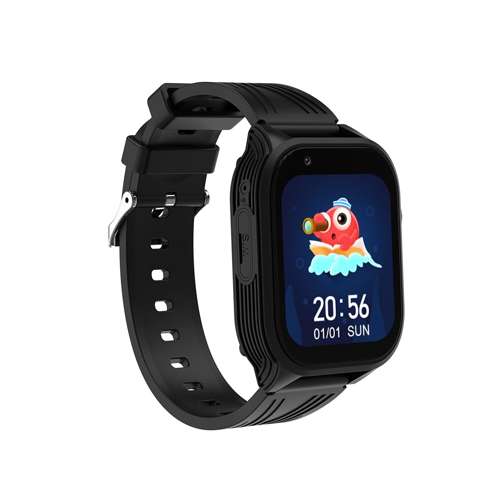 Générique Montre Connectée Enfant 4G GPS avec Appel Vidéo & Carte SIM – Localisation Temps Réel, Bouton SOS – Batterie 850mAh – Étanche IP67 – Application Olivfant – Android iOS (Noir)