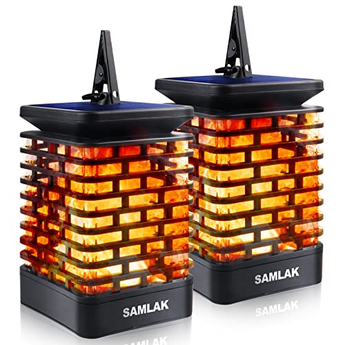 Garten solarleuchten für Außen Hängend, SAMLAK Solar Laternen Flammenlicht für außen, IP65 Wasserdicht Solarleuchten mit Auto EIN/Aus Licht Sensor USB Wiederaufladbar für Außen Hof Balkon 2 Stuck Cover