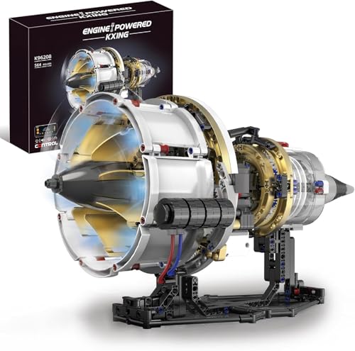 Image of BRICXOR Aircraft Engine Building Kit, Mechanical Aviation Turbojet Engine Model Kit That Runs, Collectible Blocks Kit for Adults, Science Education STEM Set (564 PCS)