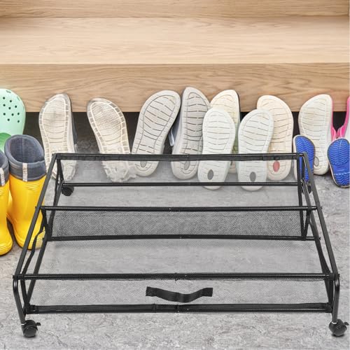 Organizador debajo de cama metálico KICHOUSE contenedor con ruedas para zapatos 7